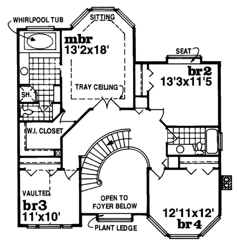 Floor Plan Second Story of Country Plan #167-1281