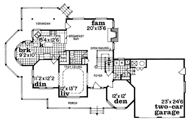 Floor Plan First Story of Country Plan #167-1282