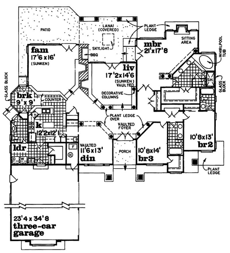 Floor Plan First Story of Southwest Plan #167-1283