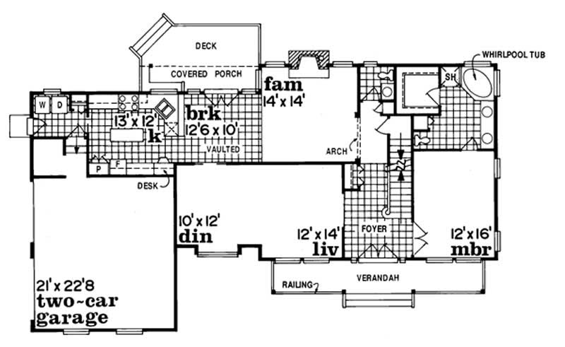Floor Plan First Story of Country Plan #167-1285