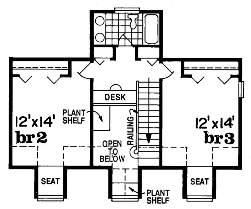 Floor Plan Second Story of Country Plan #167-1285