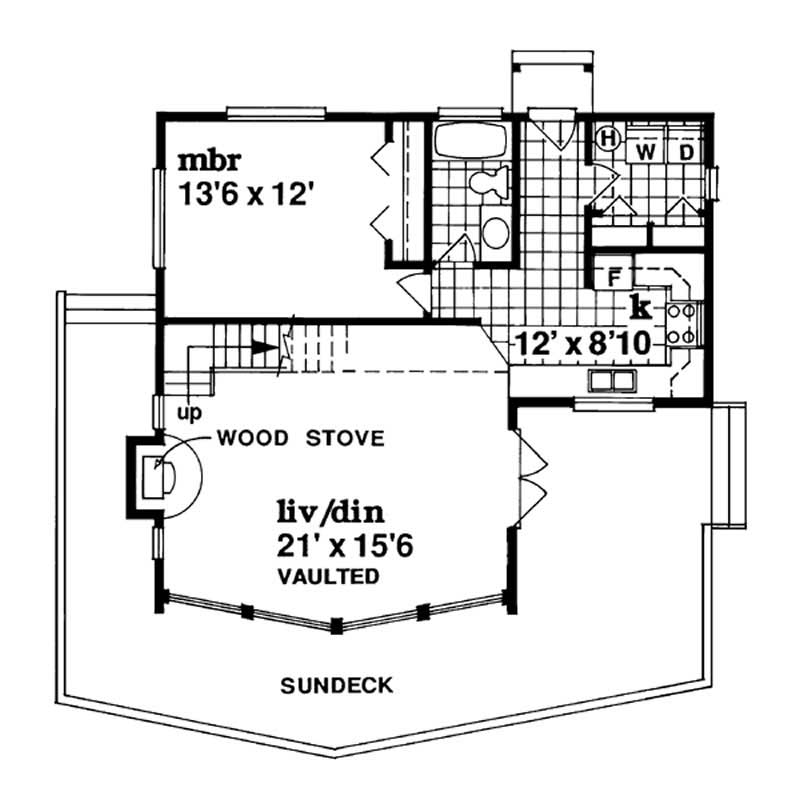 Floor Plan First Story of Log Cabin Plan #167-1288