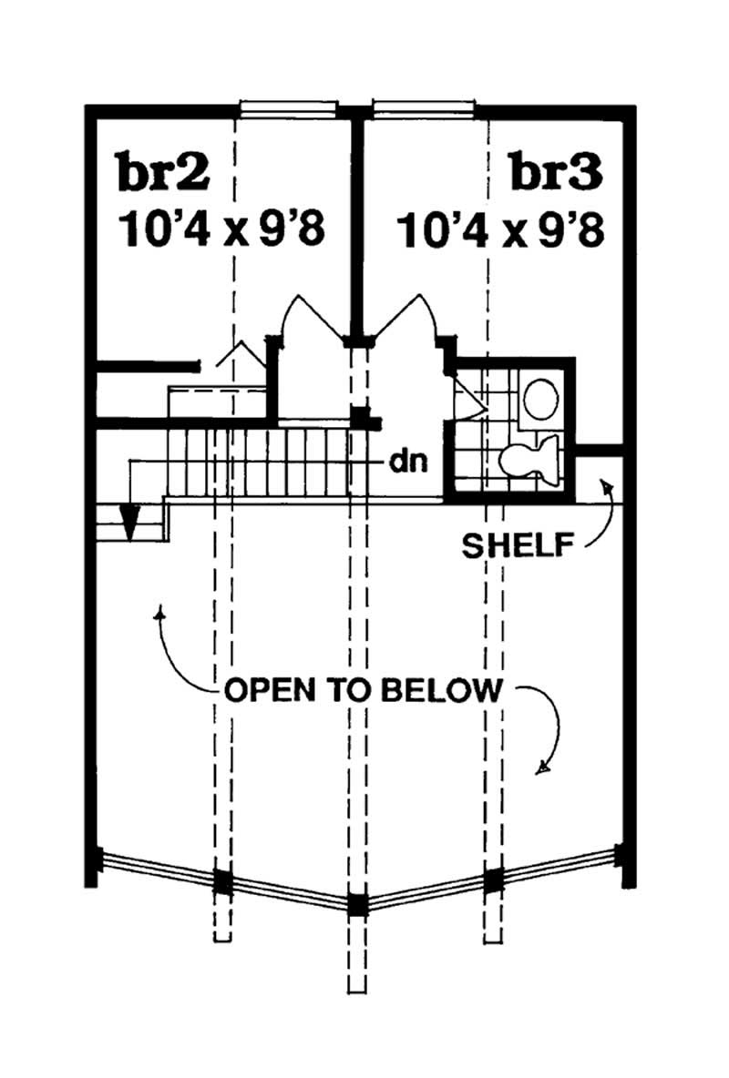 Floor Plan Second Story of Log Cabin Plan #167-1288
