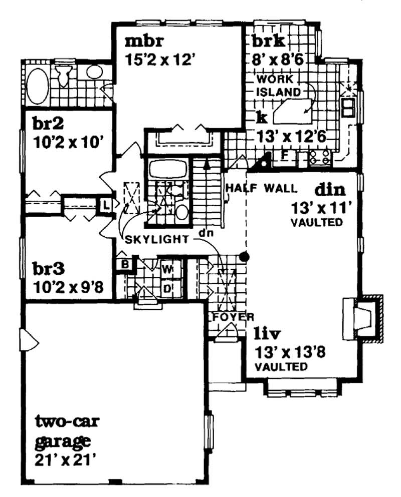 Floor Plan First Story of Small House Plans #167-1289