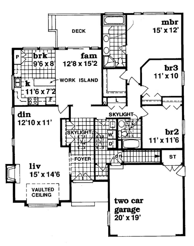 Floor Plan First Story of Ranch Plan #167-1290