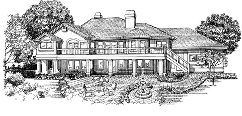 Home Plan Rear Elevation of this 3-Bedroom,2572 Sq Ft Plan -167-1291