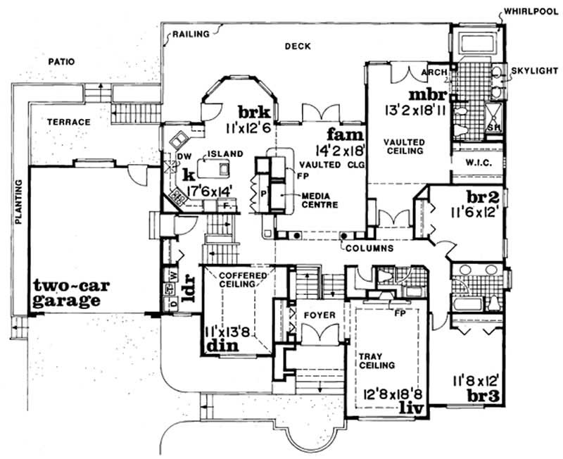 Floor Plan Second Story of Contemporary Plan #167-1291