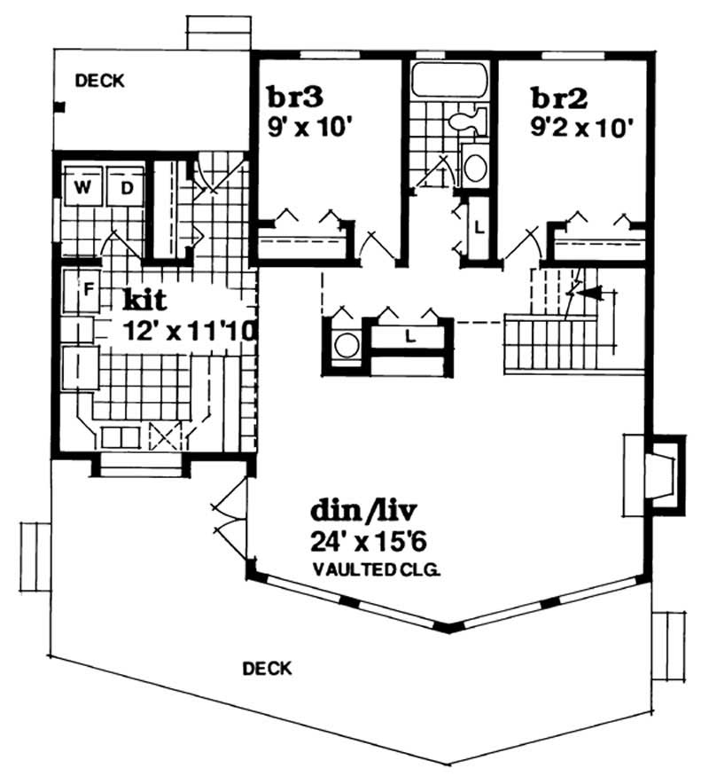 Floor Plan First Story of Log Cabin Plan #167-1292
