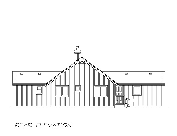 Home Plan Rear Elevation of this 3-Bedroom,1495 Sq Ft Plan -167-1293