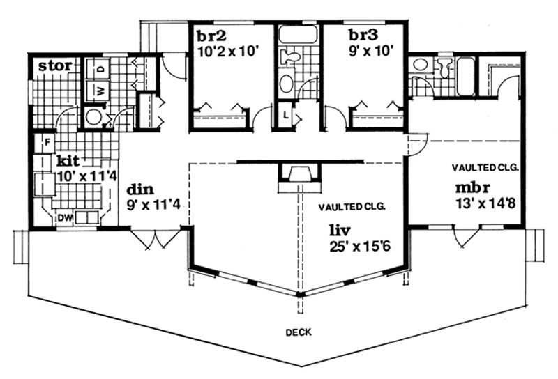 Floor Plan First Story of Small House Plans #167-1293