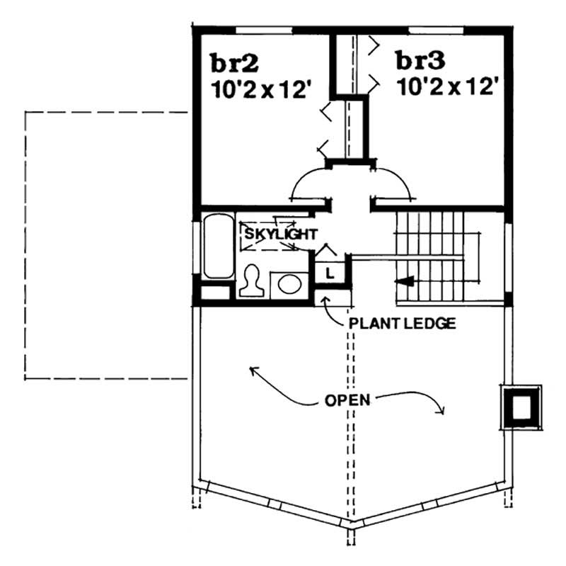 Floor Plan Second Story of Small House Plans #167-1294