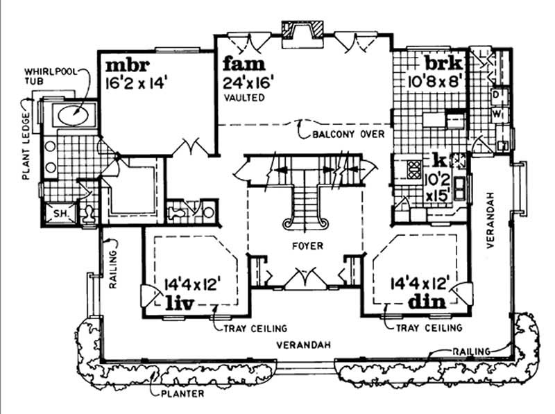 Floor Plan First Story of Country Plan #167-1295