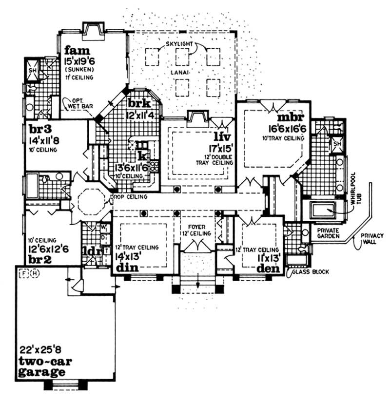 Floor Plan First Story of Southwest Plan #167-1296