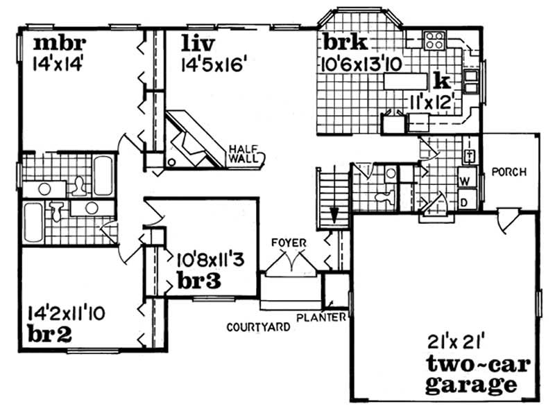 Floor Plan First Story of Ranch Plan #167-1297