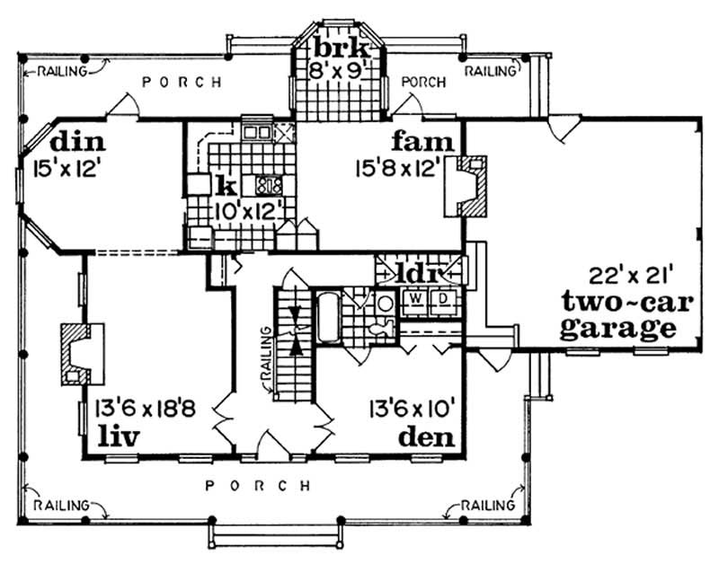 Floor Plan First Story of Country Plan #167-1299