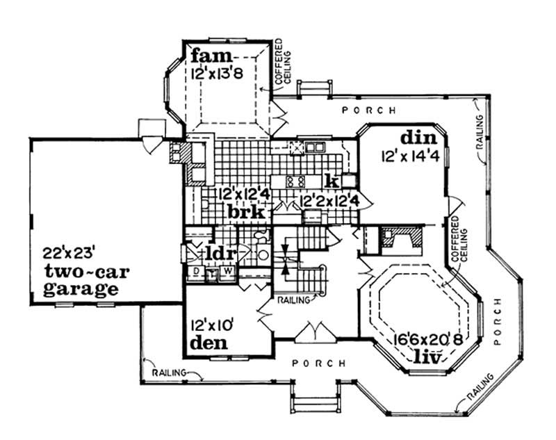 Floor Plan First Story of Country Plan #167-1300
