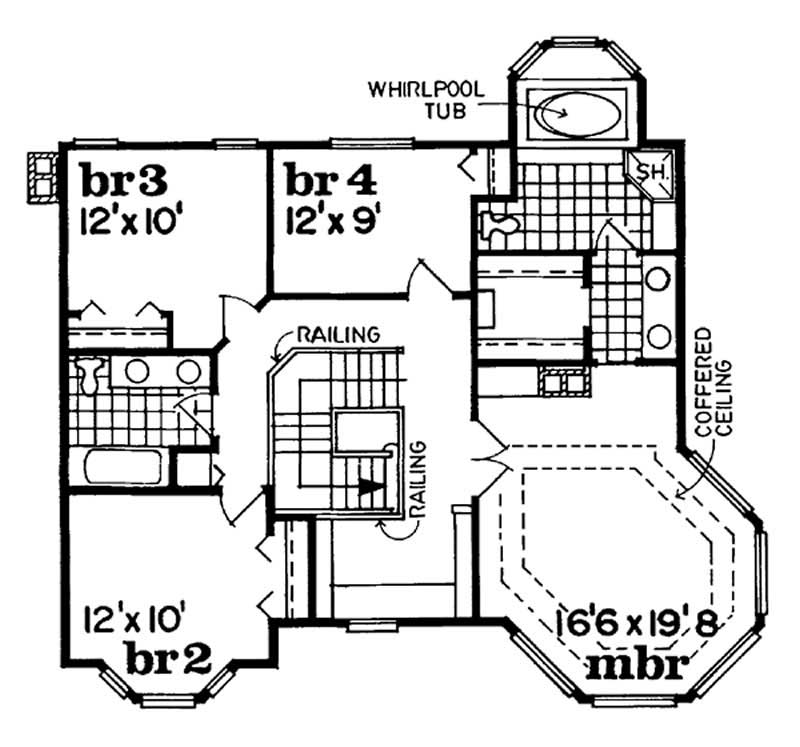 Floor Plan Second Story of Country Plan #167-1300