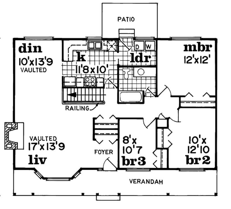 Floor Plan First Story of Ranch Plan #167-1302