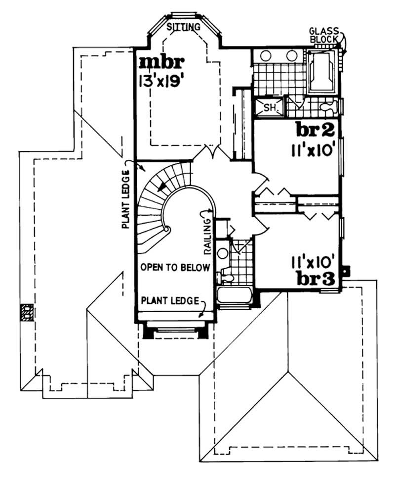 Floor Plan Second Story of Contemporary Plan #167-1305