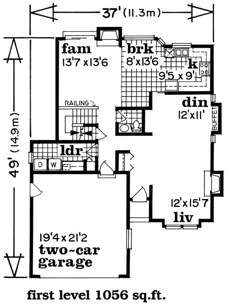 Floor Plan First Story of Small House Plans #167-1306