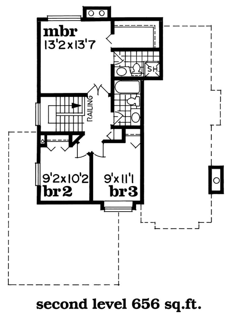 Floor Plan Second Story of Small House Plans #167-1306