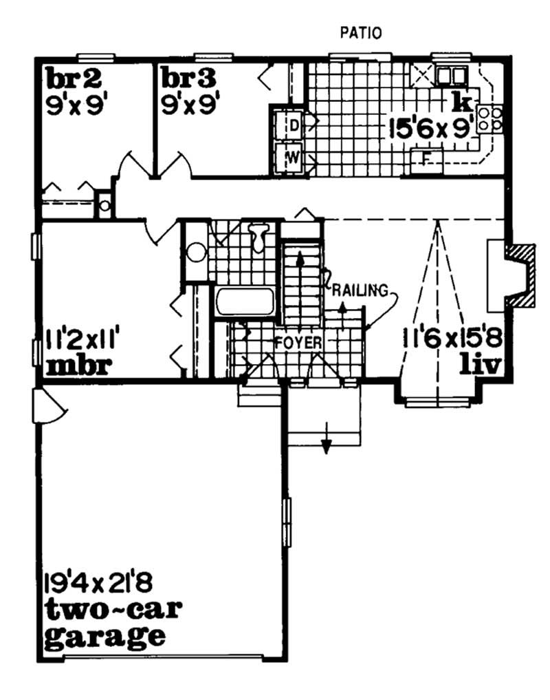 Floor Plan First Story of Small House Plans #167-1309