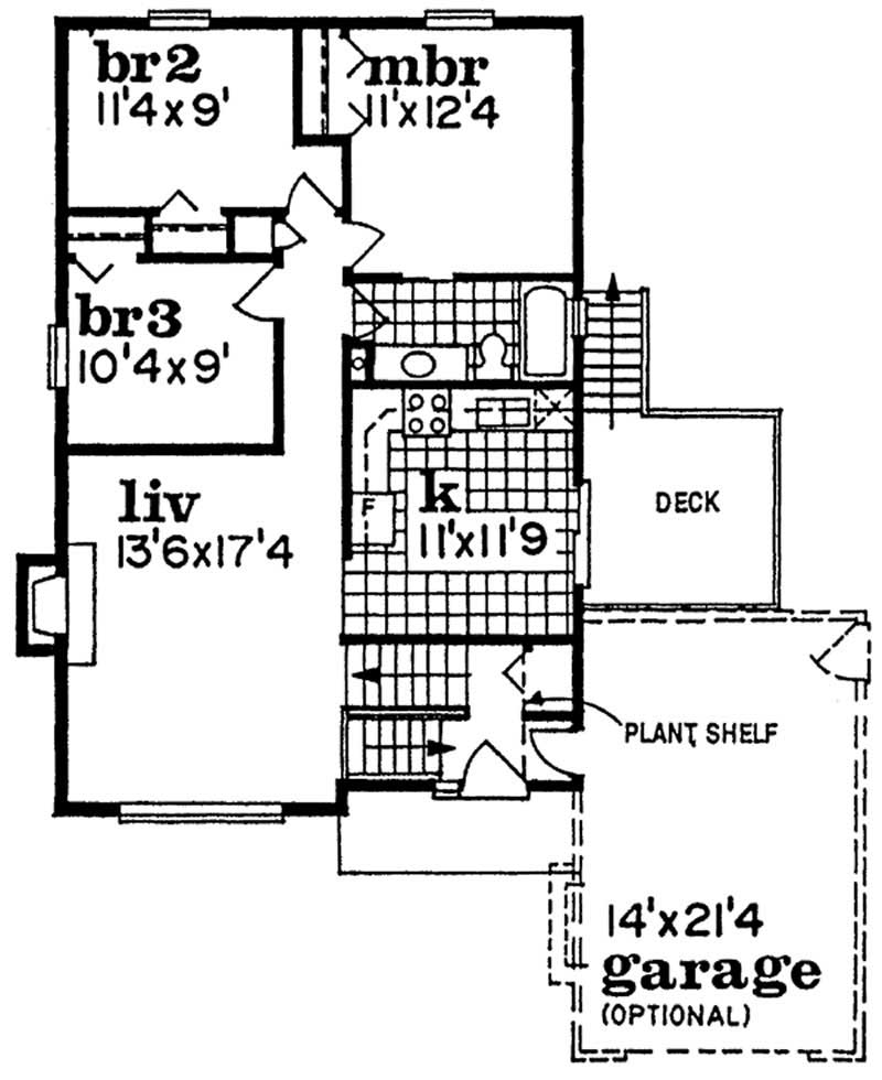 Floor Plan Second Story of Small House Plans #167-1310
