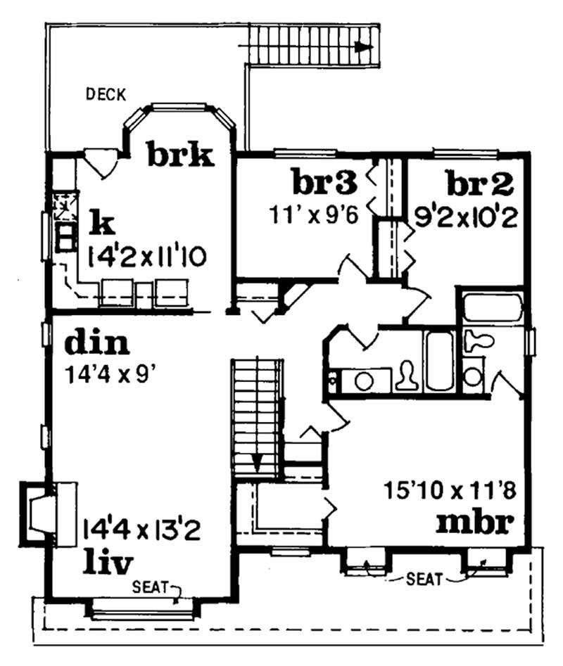Floor Plan Second Story of Country Plan #167-1312