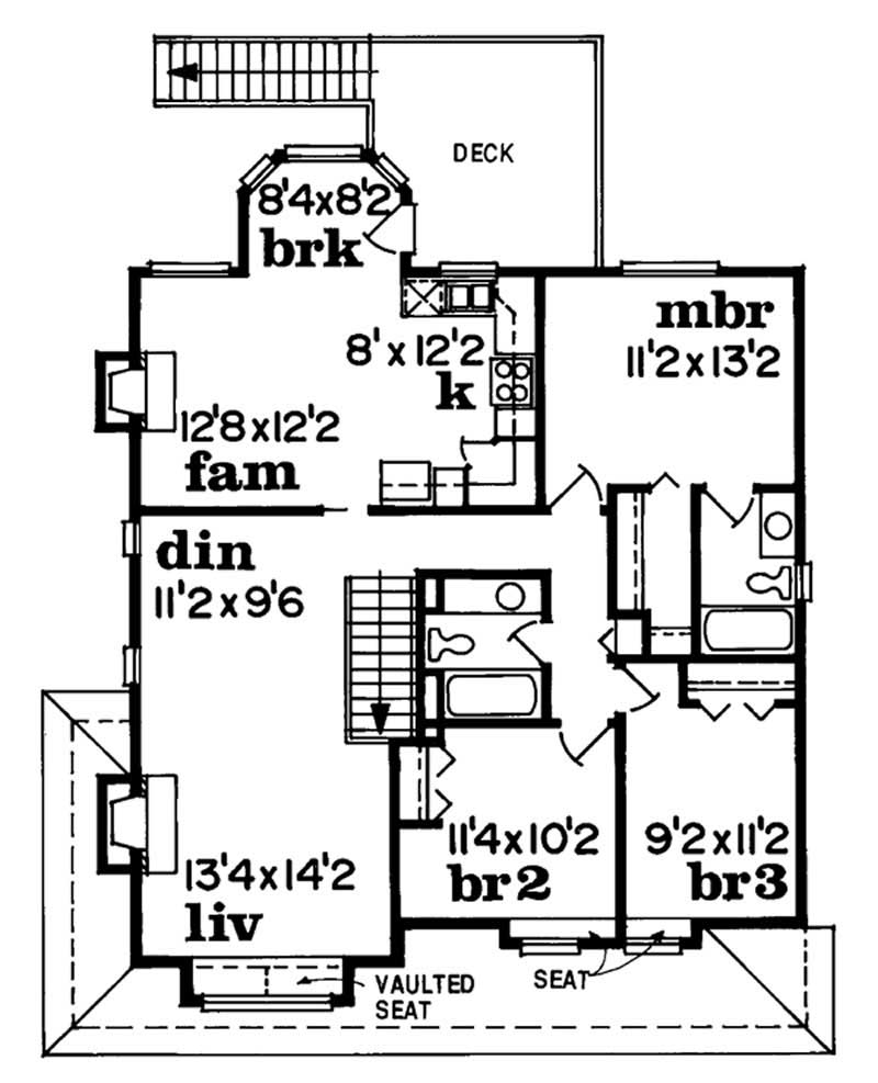 Floor Plan Second Story of Country Plan #167-1313