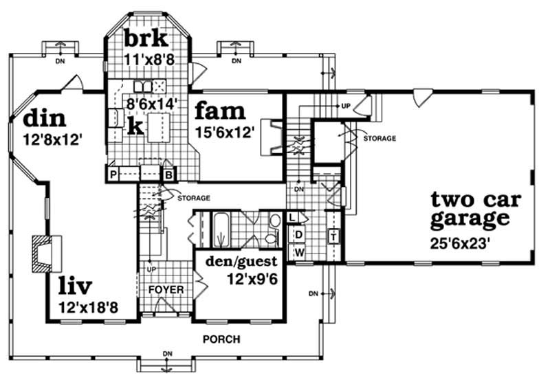 Floor Plan First Story of Country Plan #167-1317