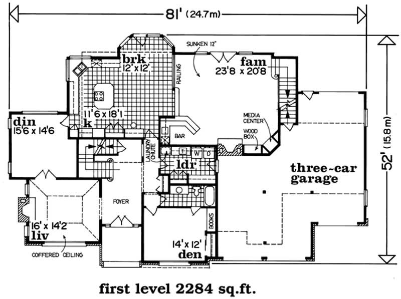 Floor Plan First Story of European Plan #167-1318