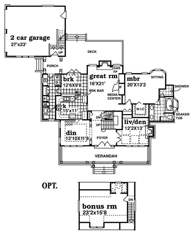 Floor Plan First Story of Country Plan #167-1319