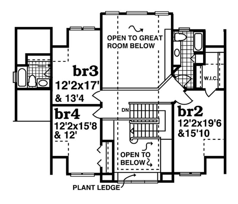 Floor Plan Second Story of Country Plan #167-1319