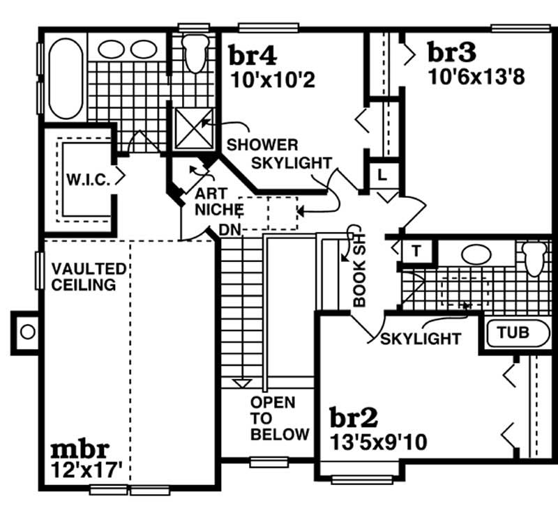 Floor Plan Second Story of Country Plan #167-1320