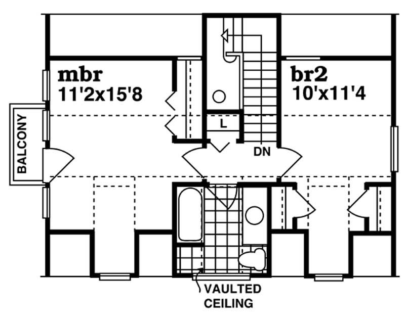 Floor Plan Second Story of Country Plan #167-1321