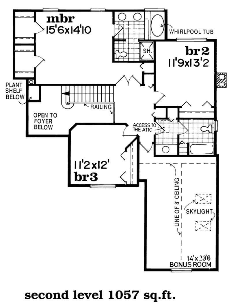 Floor Plan Second Story of Contemporary Plan #167-1323