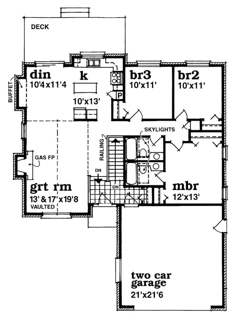 Floor Plan First Story of Ranch Plan #167-1326