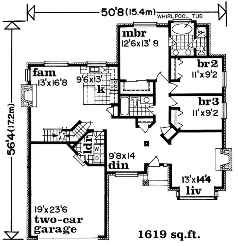 Floor Plan First Story of Traditional Plan #167-1329