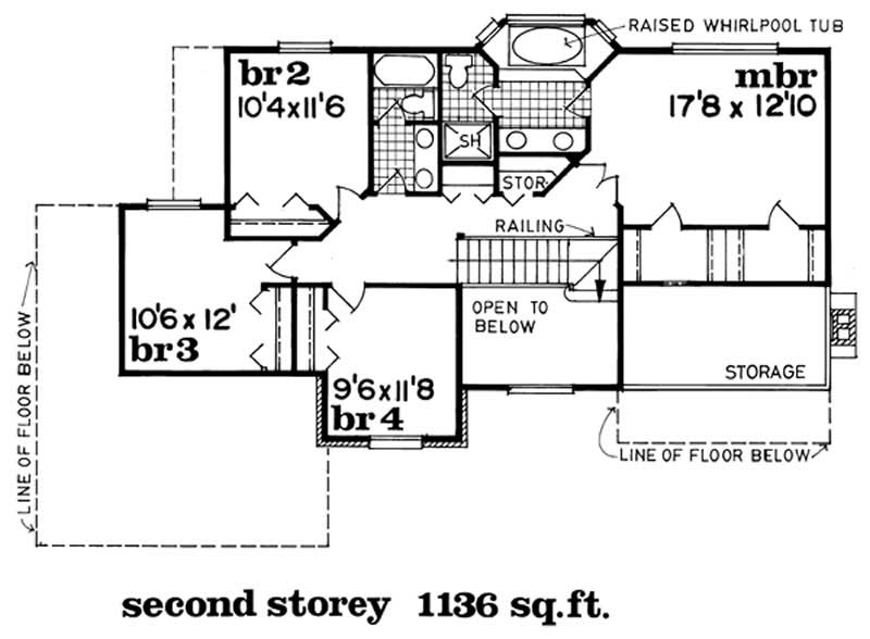 Floor Plan Second Story of Contemporary Plan #167-1331