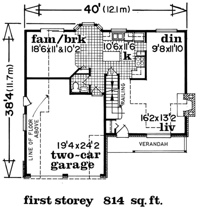 Floor Plan First Story of Country Plan #167-1333