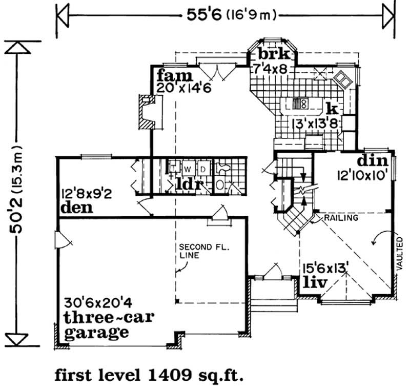 Floor Plan First Story of Traditional Plan #167-1335