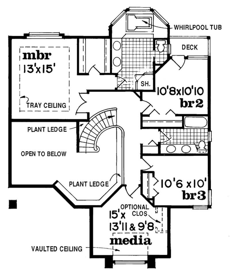 Floor Plan Second Story of Contemporary Plan #167-1337