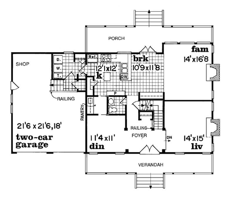 Floor Plan First Story of Country Plan #167-1339