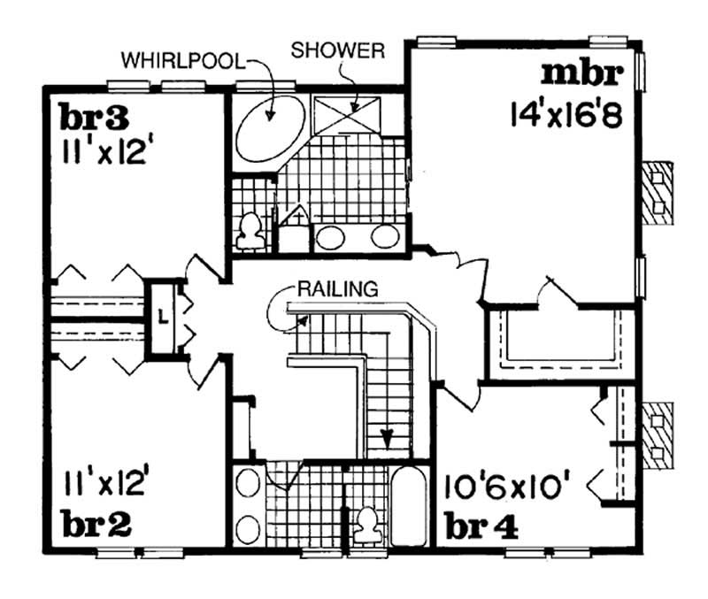 Floor Plan Second Story of Country Plan #167-1339