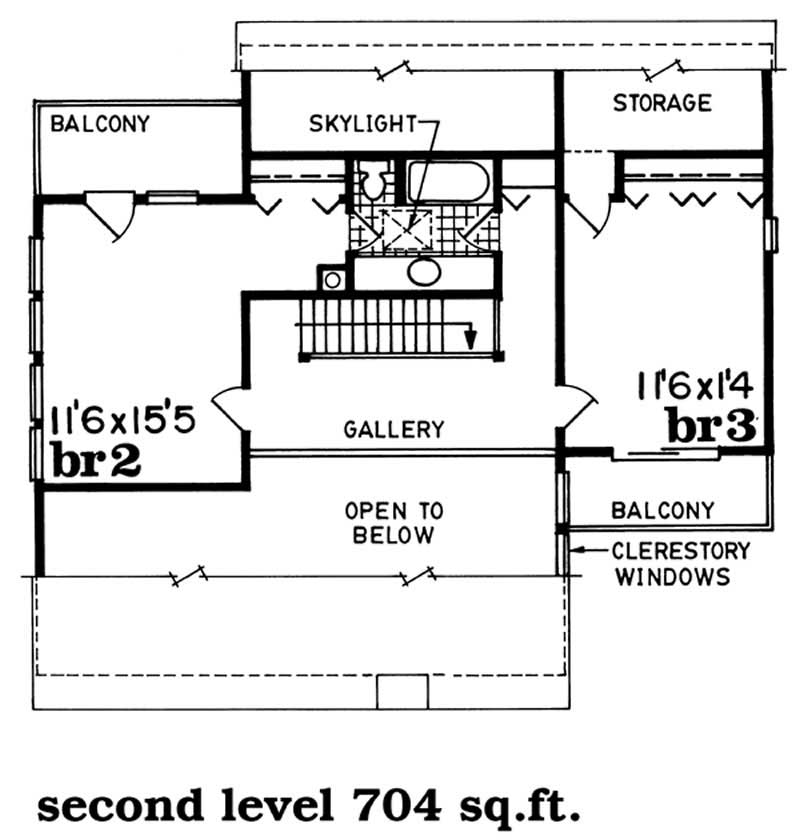 Floor Plan Second Story of Contemporary Plan #167-1340