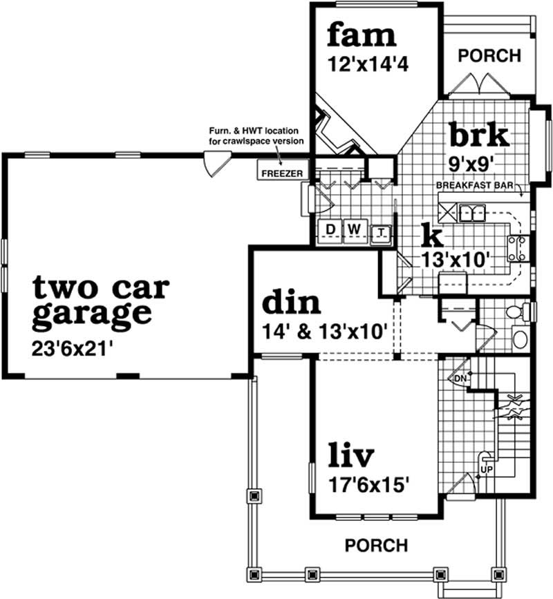 Floor Plan First Story of Farmhouse Plan #167-1343