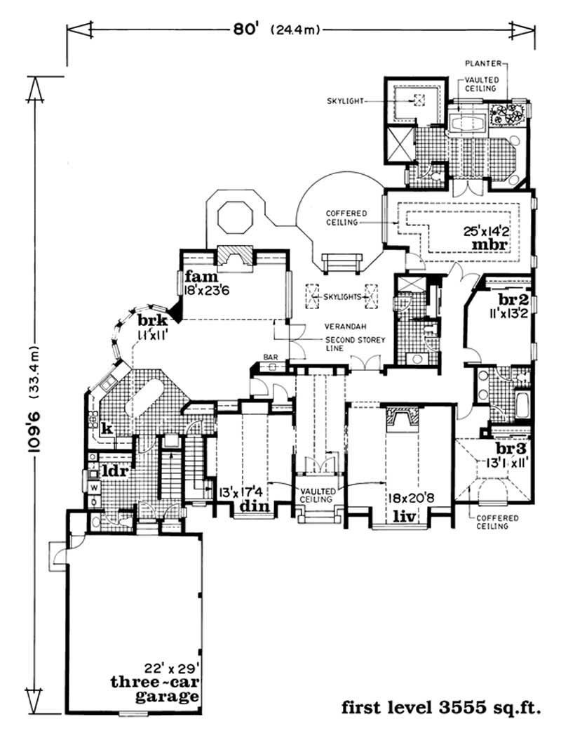 Floor Plan First Story of Ranch Plan #167-1346