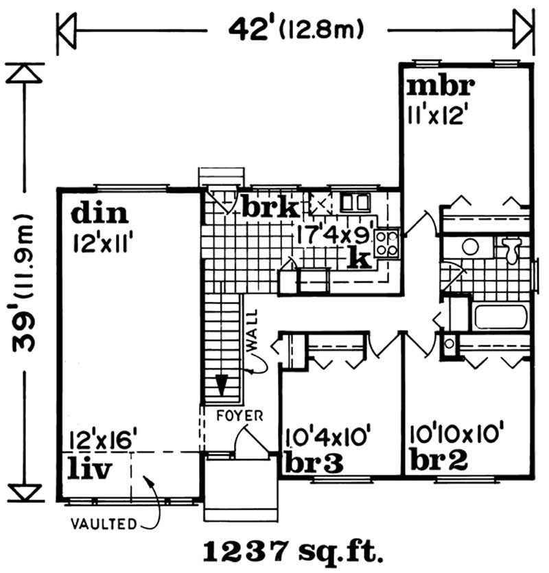 Floor Plan First Story of Small House Plans #167-1348