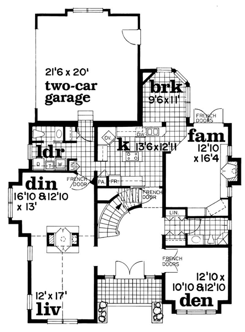 Floor Plan First Story of European Plan #167-1349