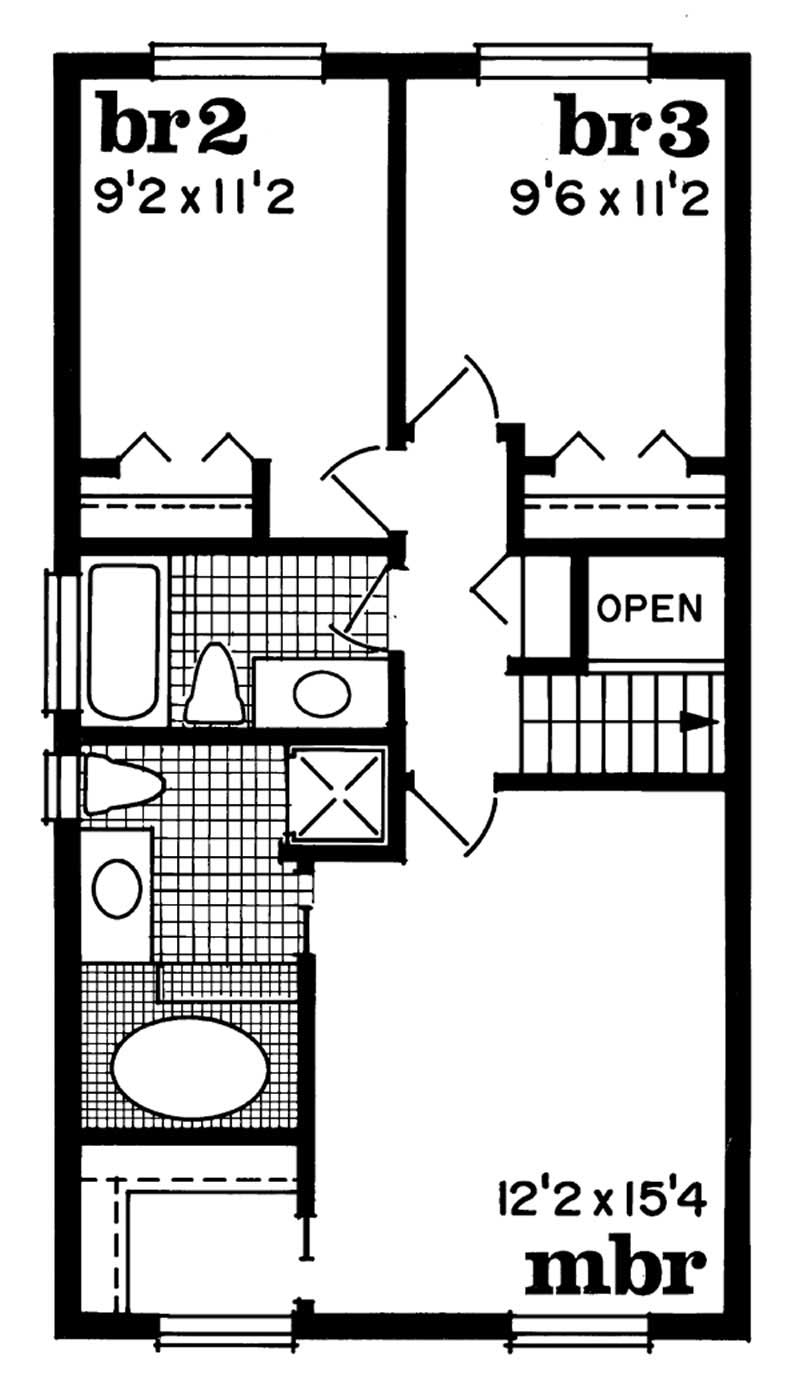 Floor Plan Second Story of Traditional Plan #167-1350